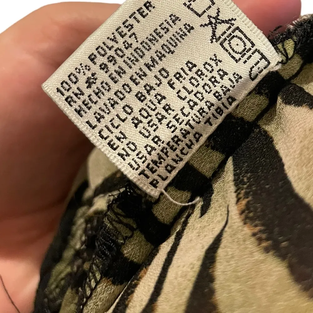 Jaipur Vintage 90s Brown Green Tie Dye Wild Zebra Print Ruffle Bell Sleeve Top Size M - Image 9