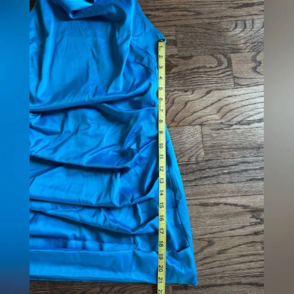 NWT Naked Wardrobe Flossy and Glossy Blue Halter Cowl Neck mini Dress Backless L - Image 10