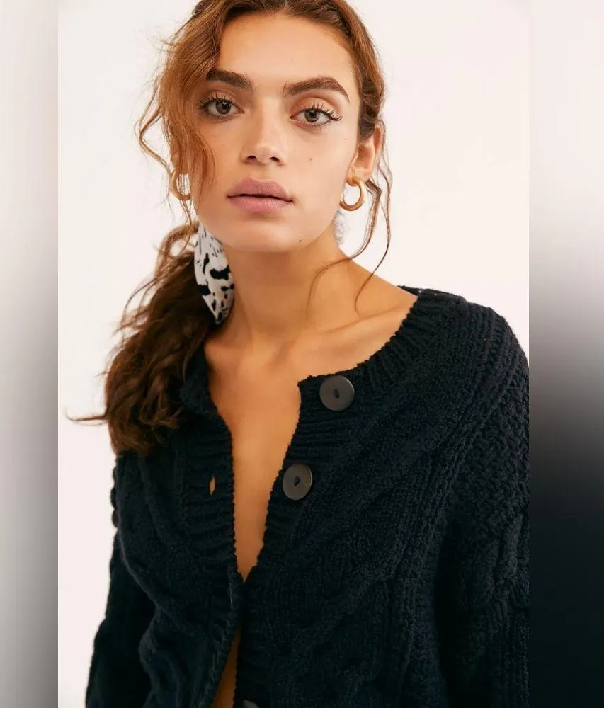 FREE PEOPLE Bonfire Black Cardigan S - Image 3