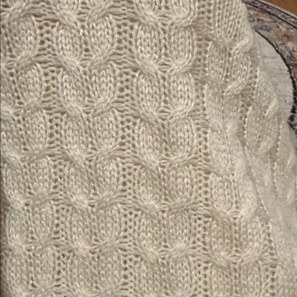 DANIELLE BERNSTEIN by WEWOREWHAT Women's Ivory Mock Chunky Cable Sweater Size L - Image 4