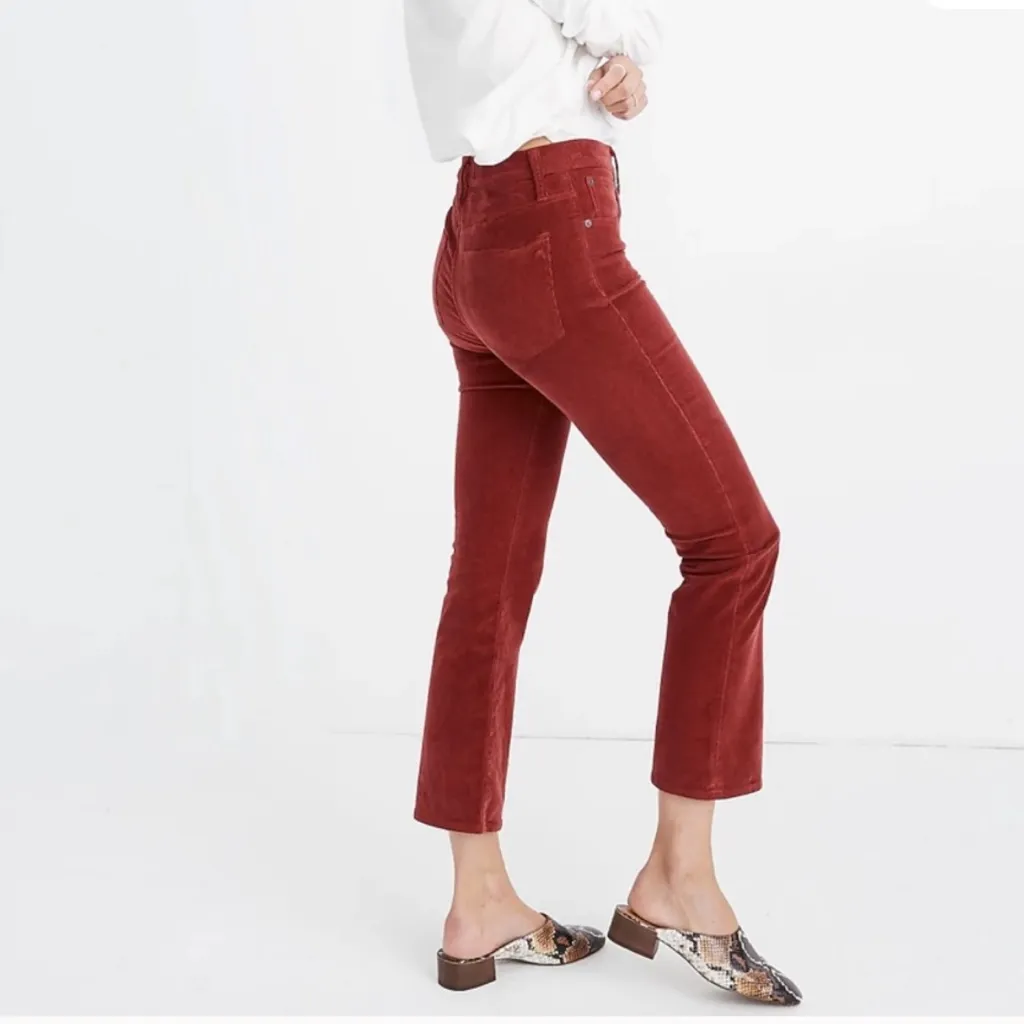 NWOT Madewell Cali Demi Boot Cut Corduroy Pants 24 Cropped High Rise Rust Red - Image 3