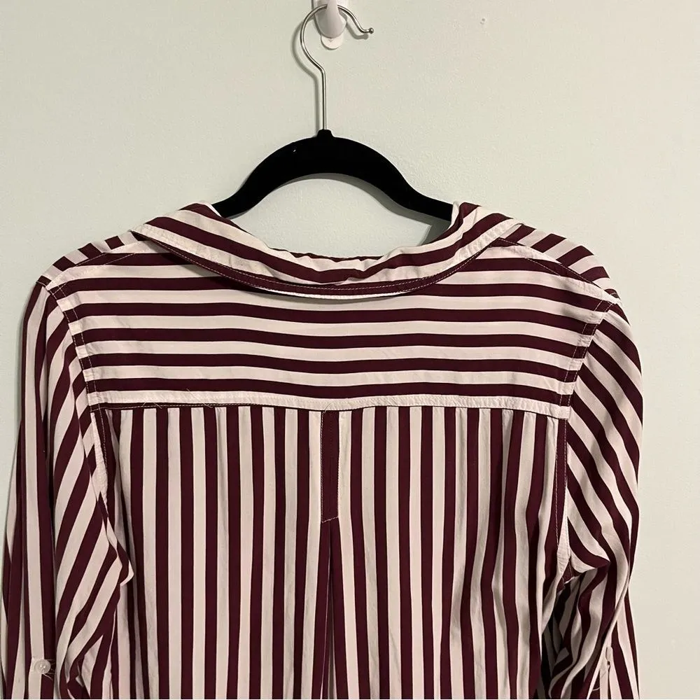 Velvet Heart Rayon Striped Button Down Blouse, Soft Rose & White, Size M - Image 10