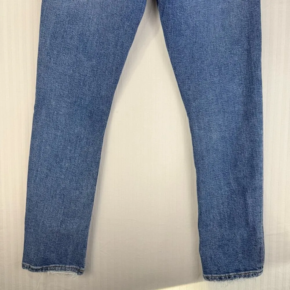 Agolde Toni Mid-Rise Straight Leg Medium Wash Denim Jeans Women’s 26 Distressed - Image 8