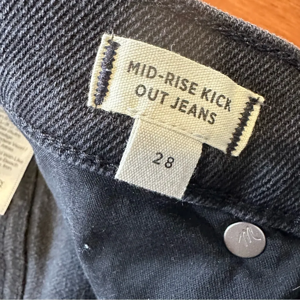 Madewell Mid Rise Kick Out Jeans Womens 28 Black New With Tag Style NJ110 - Image 7