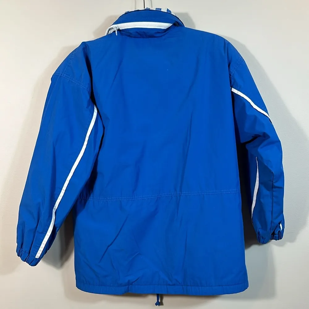 London Fog Vintage Blue White Striped Boxy Rain Jacket Coat Women Size XS Petite - Image 2