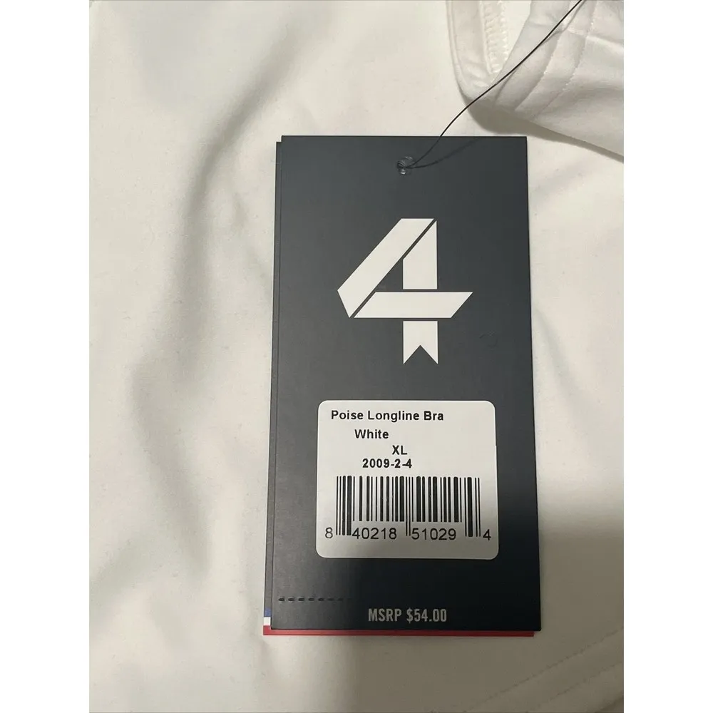 Women’s Poise Longline Fitness Activewear White Sports Bra Sz XL - Image 4