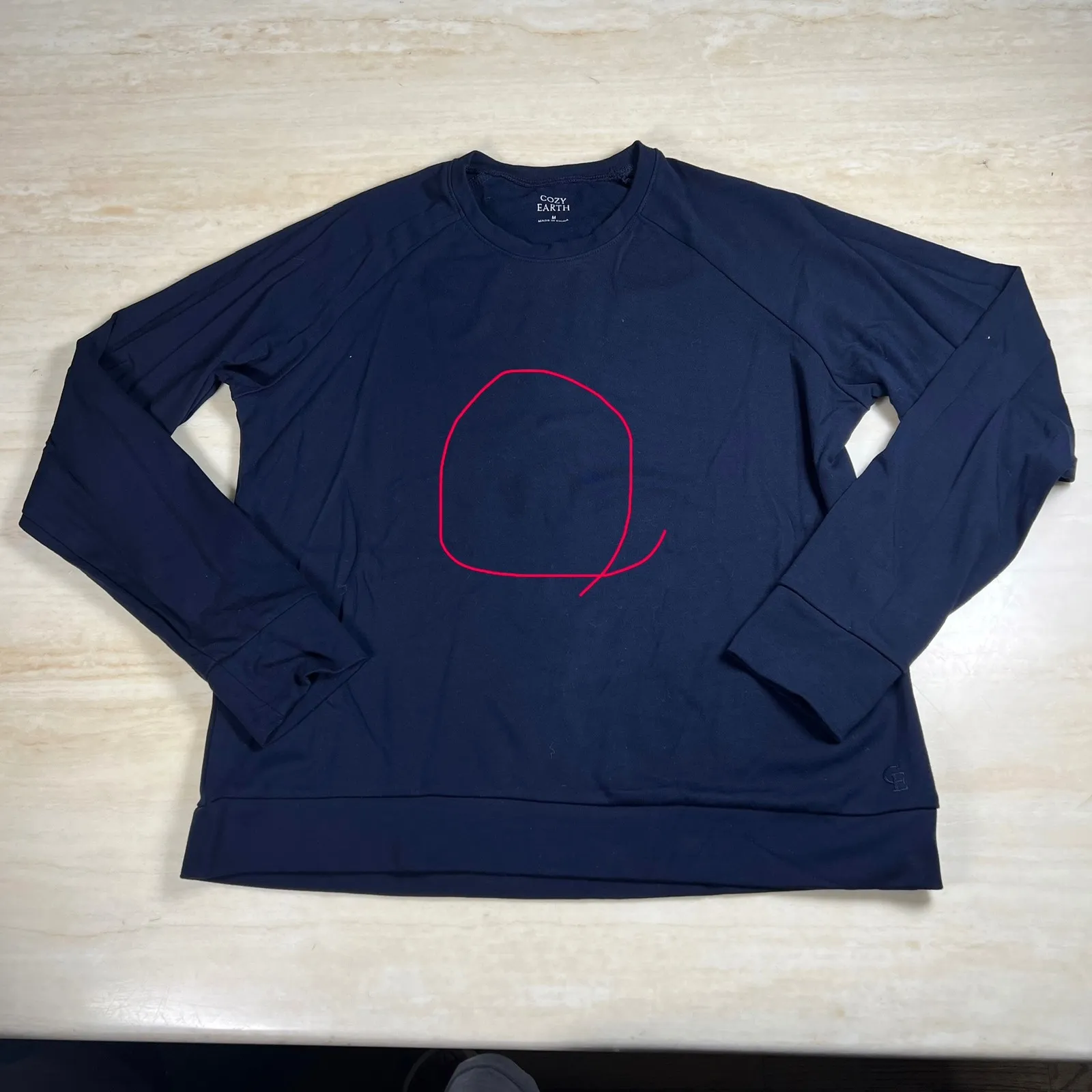 Cozy Earth Navy Blue Raglan Sleeve Crewneck Sweatshirt Top Size M Size M - Image 3