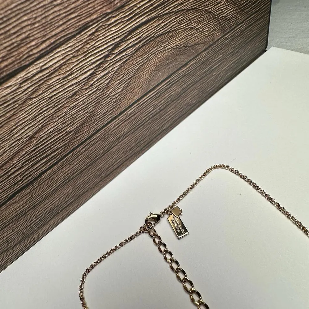 Kate Spade Orange Rhinestone Faux Pearl Gold Tone Necklace Bella Fleur - Image 11