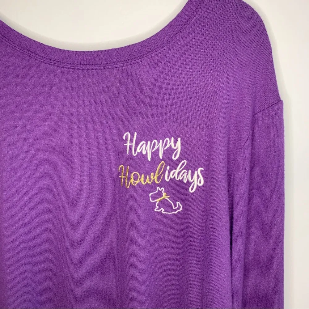 Happy Howlidays Dog Novelty Sweatshirt Purple Size undefined - Image 8