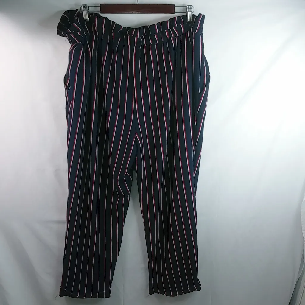 Almost Famous 3X Paper Bag Navy Maroon Striped Pants - Image 2