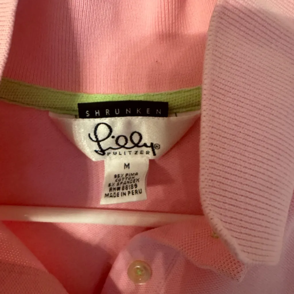 Lilly Pulitzer Bright Pink Short Sleeve Polo - Image 4
