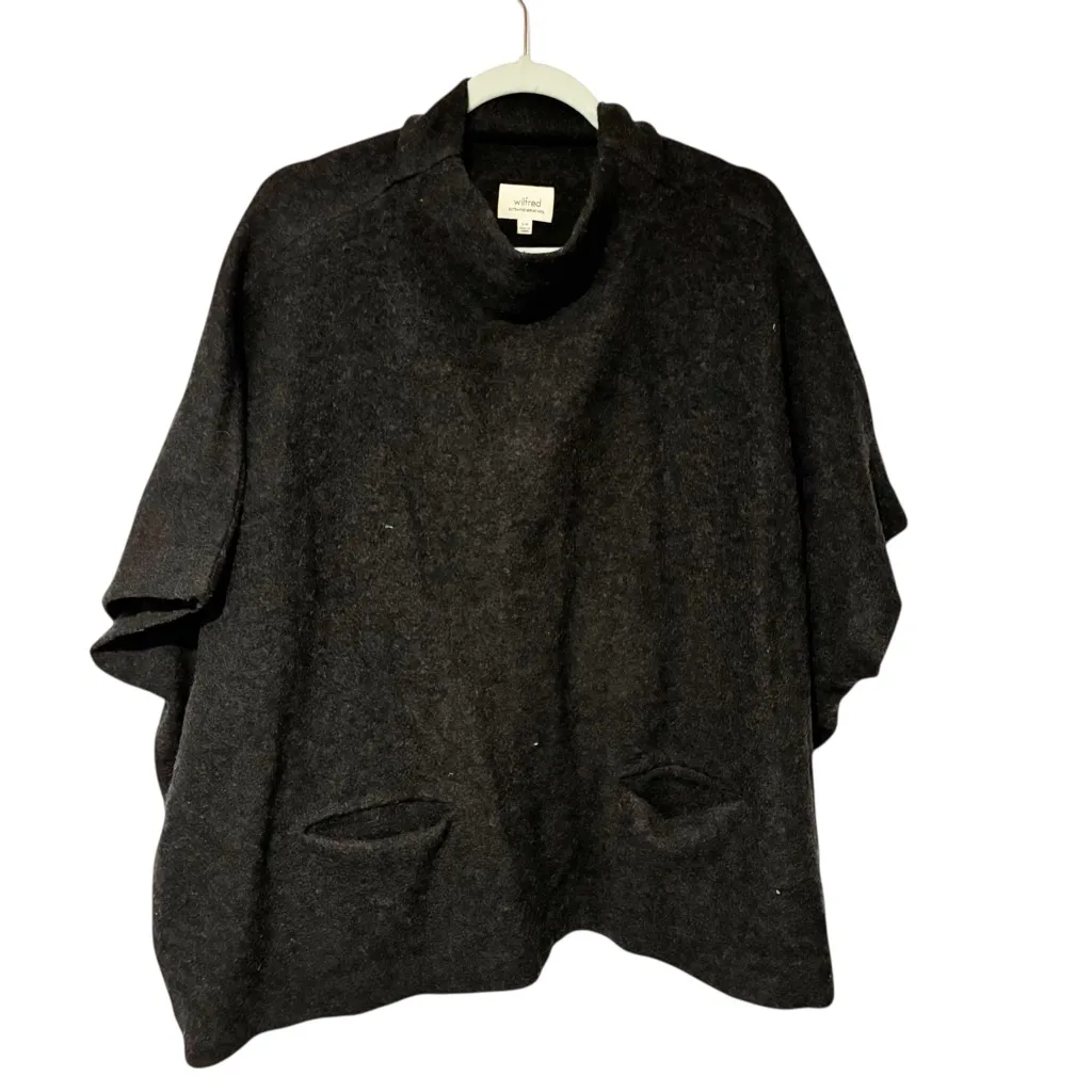 Aritzia Wilfred Merino Wool Poncho Grey Shrug Sweater Neutral Small / Medium - Image 2