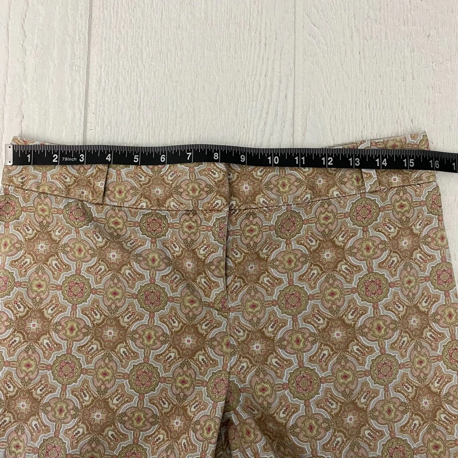 Talbots Womens Pants 10P Beige Floral Signature Pockets Straight Leg Cotton - Image 6