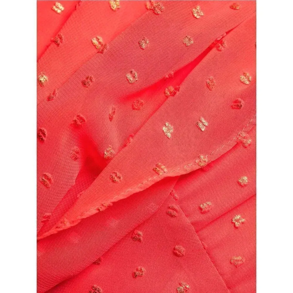 Kimberly Goldson NEW Lesli Jacquard Maxi Dress SIZE Xs WOMENS Coral Gold Pink - Image 6