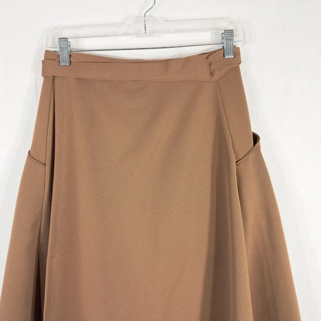 Vintage Uniform Wrap Skirt Solid‎ Brown Deep Pockets Army Womens Soviet 1014 Size L - Image 5