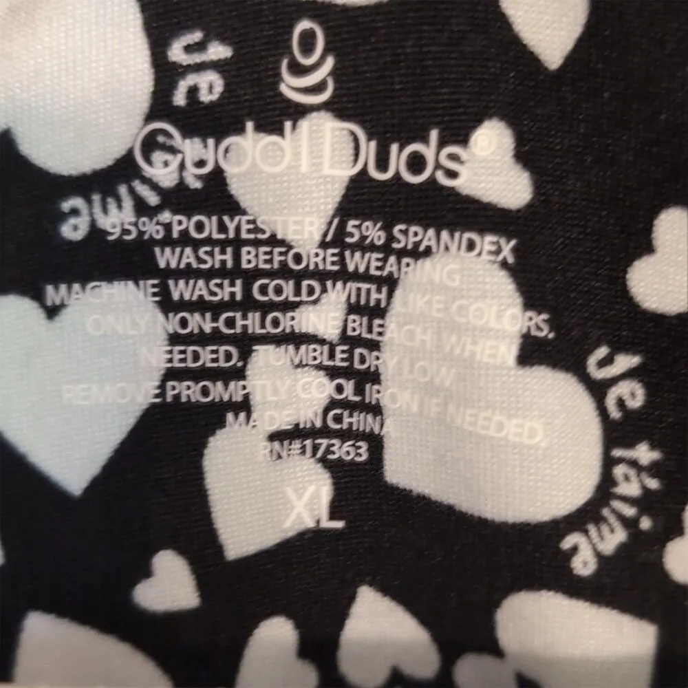 Cuddl Duds Women's XL Black Heart Print Pajama Set Short Sleeve - Image 3