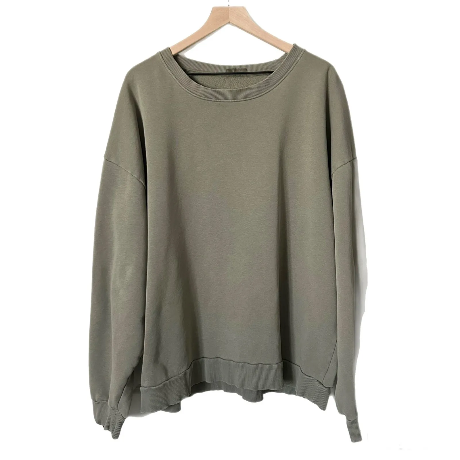 Nuuds Classic Crewneck Fleece Sweatshirt in Olive Size XXL Green - Image 2