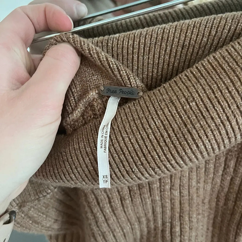 Free People Tan Ribbed Midi Skirt - Image 5