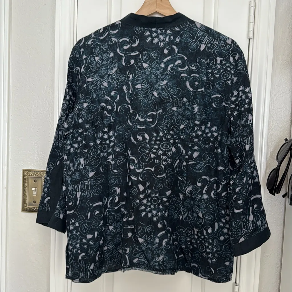 Citron Santa Monica linen and silk button down blouse Gray Size M - Image 6