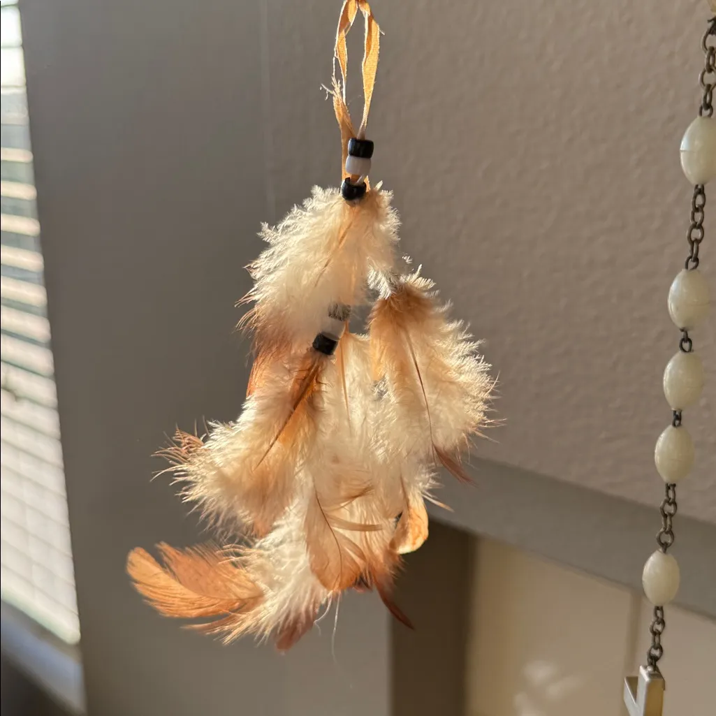 Feather Earrings with Bead Accents super lightweight - Image 3