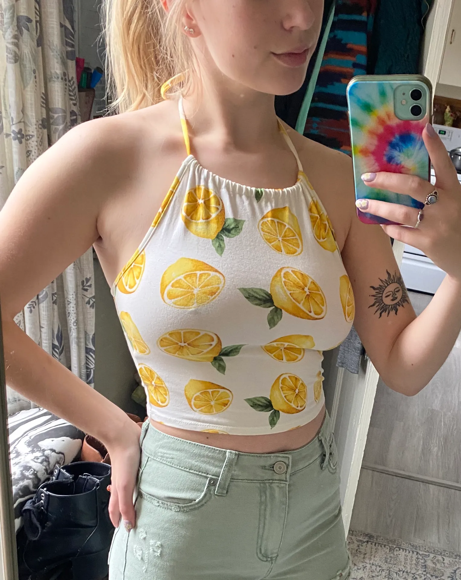 Forever 21 Lemon Cropped Halter Top - Image 2