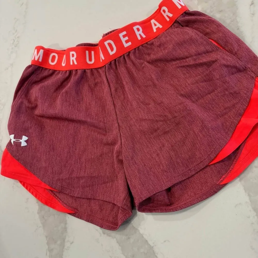 Under Armour Play Up Twist Activewear Shorts Womens XS Loose Fit Wildflower Beta - Image 2