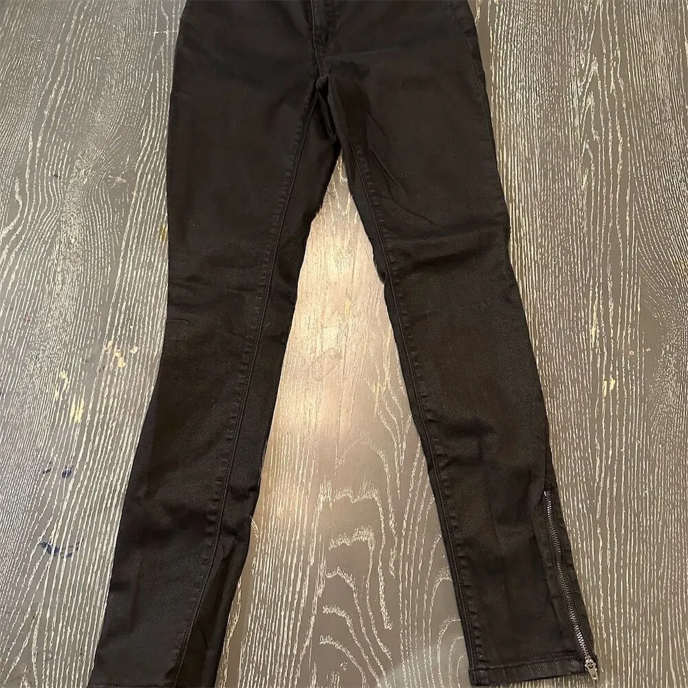 White House Black Market Skinny Jeans Black 5-Pocket Zip Women's SZ 0 - Image 7