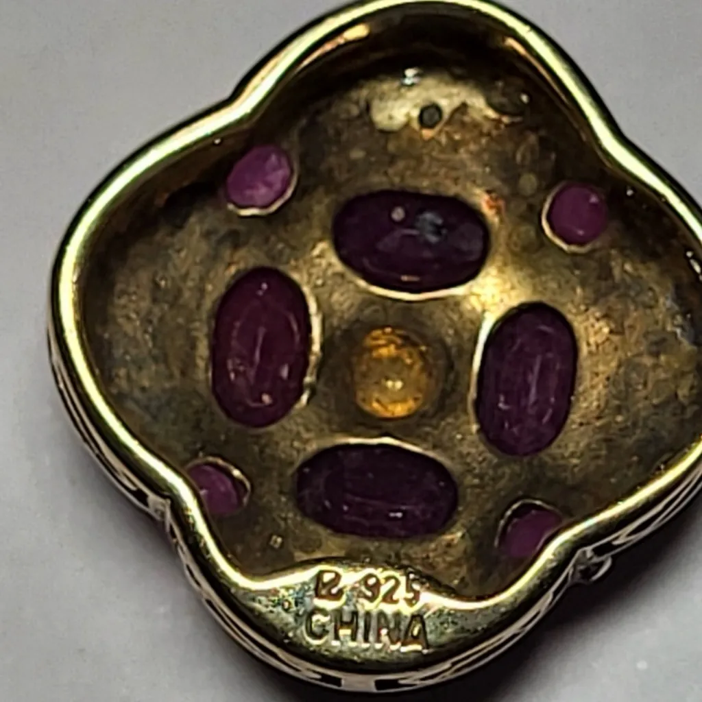 925 and ruby Gemstone Pendant and Necklace Gold - Image 4