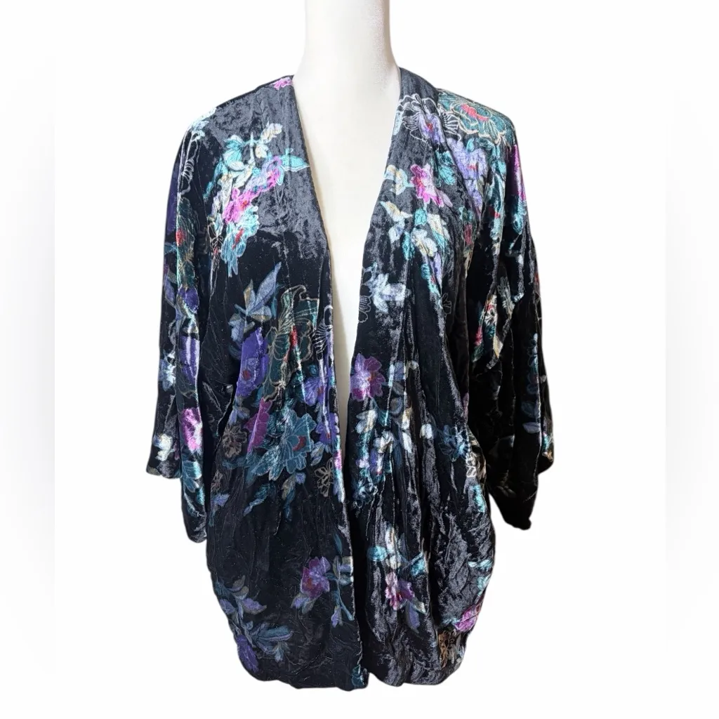 Floral Velvet Kimono Jacket Xs/small - Image 2