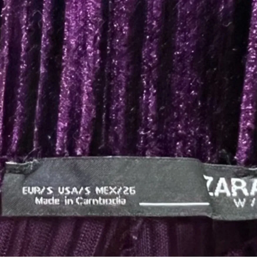 Zara velvet Wide Leg Cropped Purple Women's Pants - Image 5