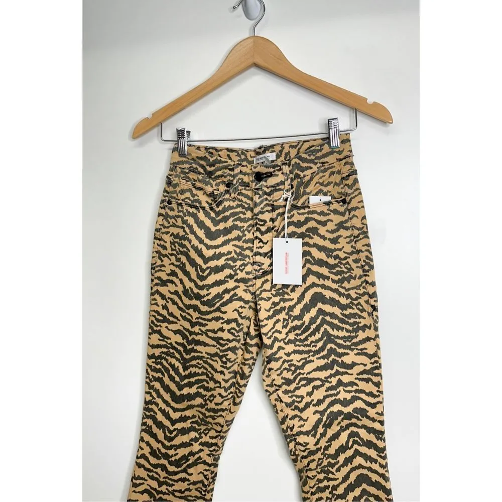 Good American  High Waist Crop Jeans Tan Brown Zebra 4/27 NWT - Image 4