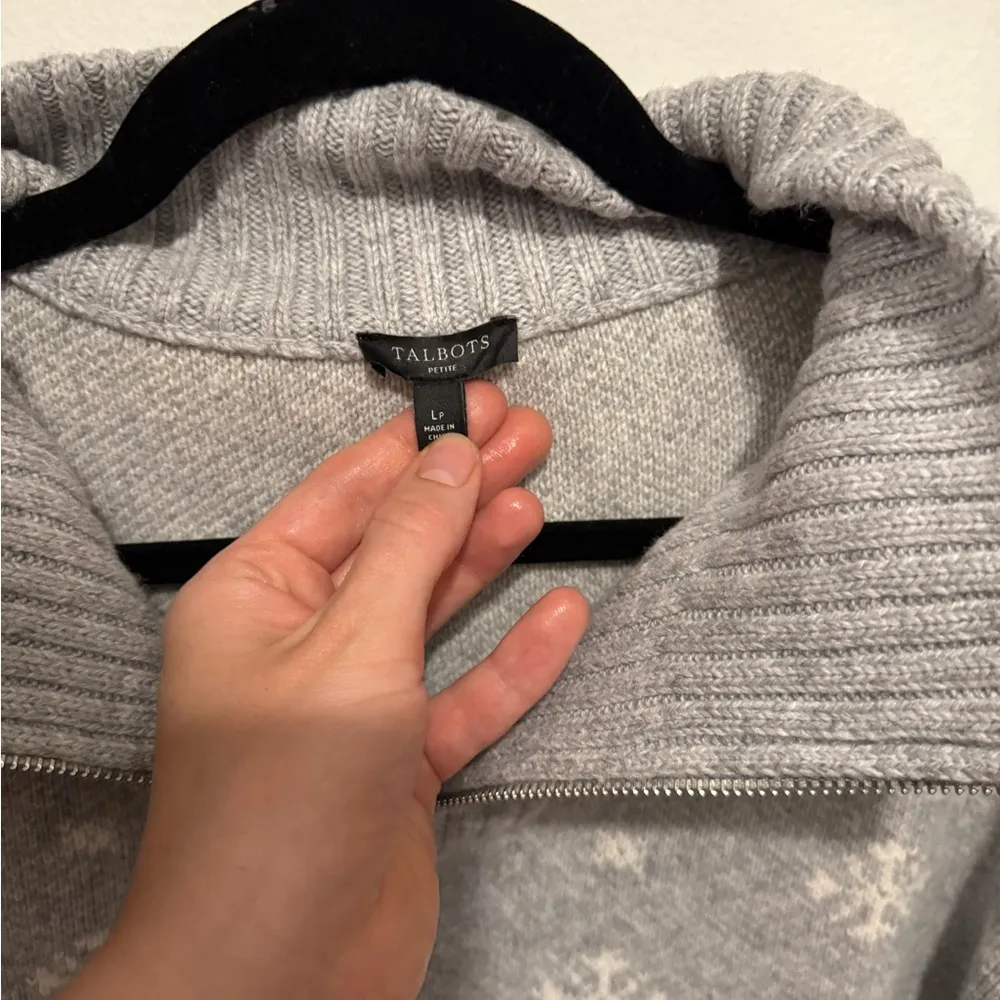 Talbots Light Gray Snowflake Turtleneck Sweater - Image 3