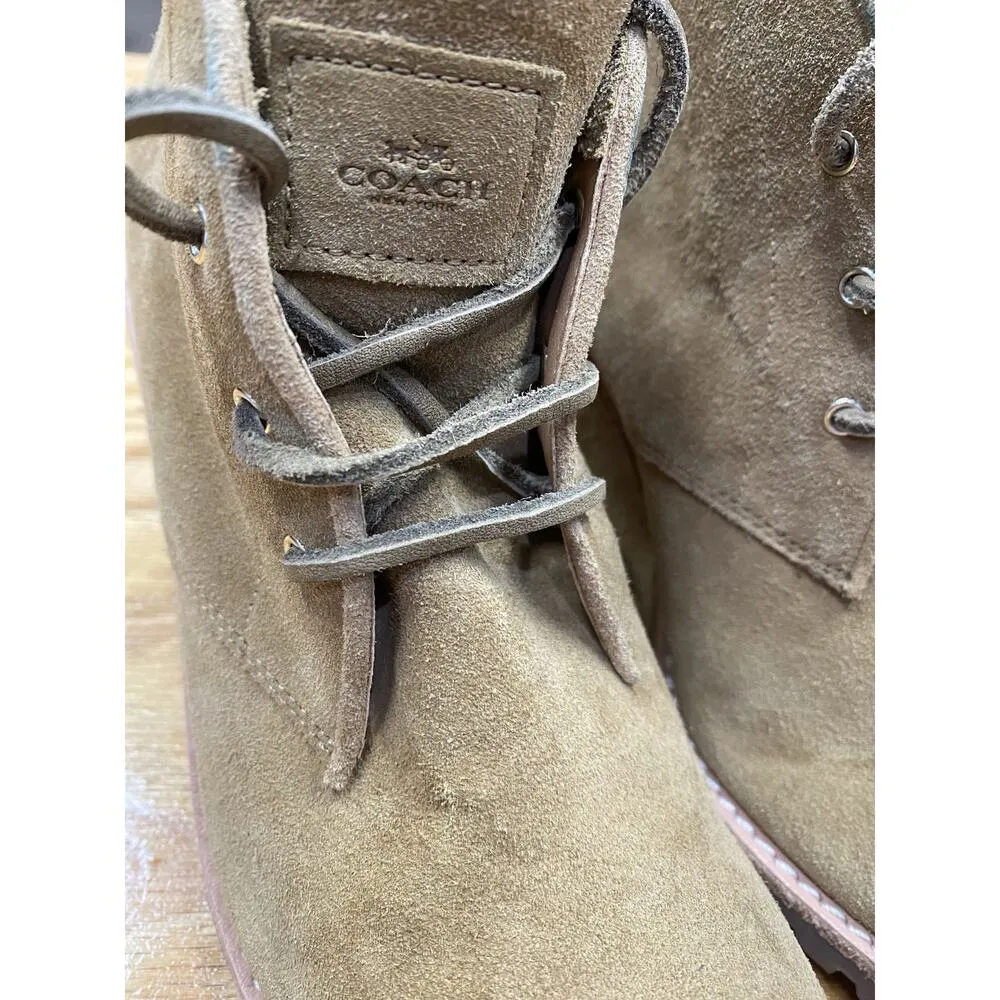 Coach New York Karson Wedge Boots Women's 6B Beige Suede Lace Up Ankle Booties - Image 3