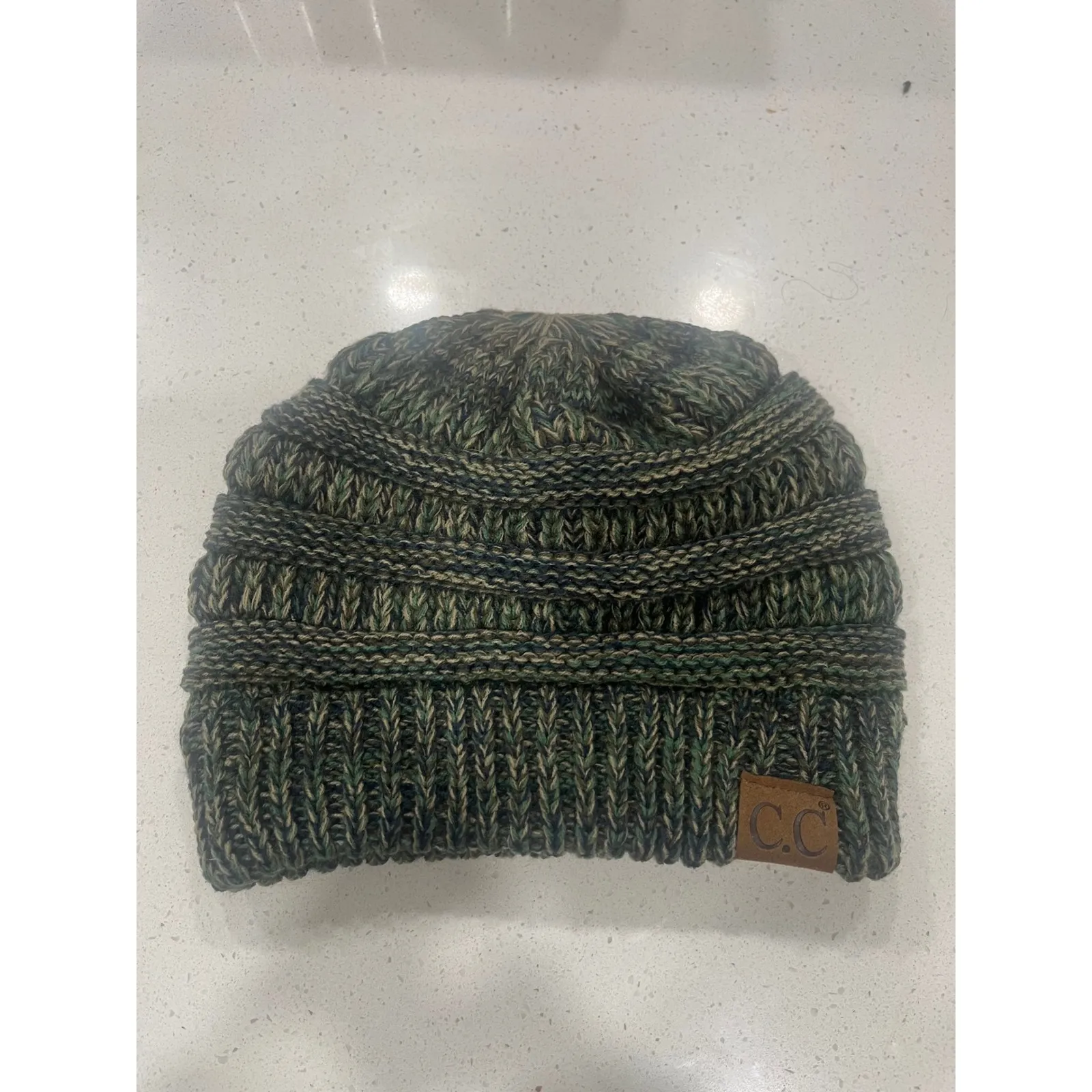 CC Beanies Camo Knit Winter Warm Slouchy Beanie Hat Women Green - Image 2