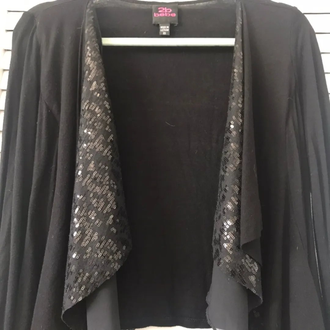 2b Bebe Sequin Cardigan Black Size XS - Image 4