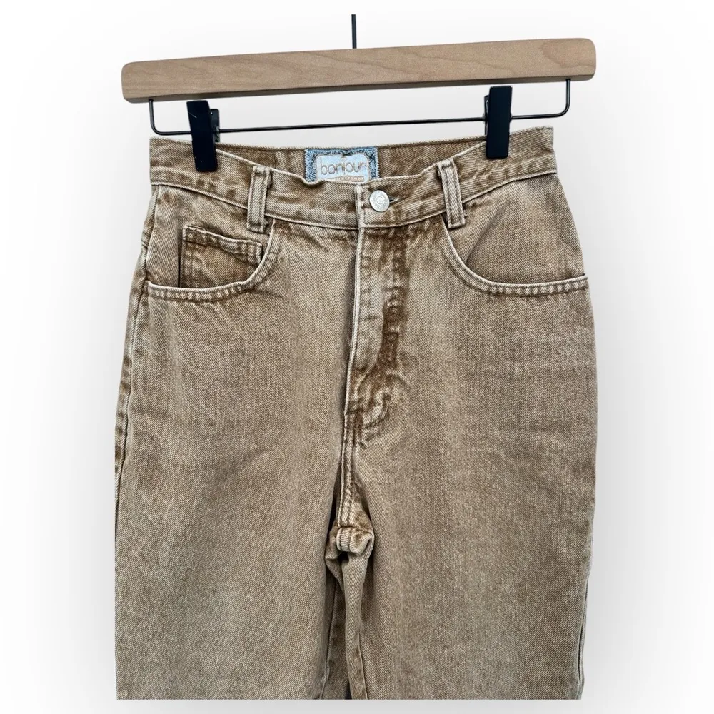Vintage Bonjour Brown Tan Denim High Waist Straight Leg Jeans Size 4 - Image 9