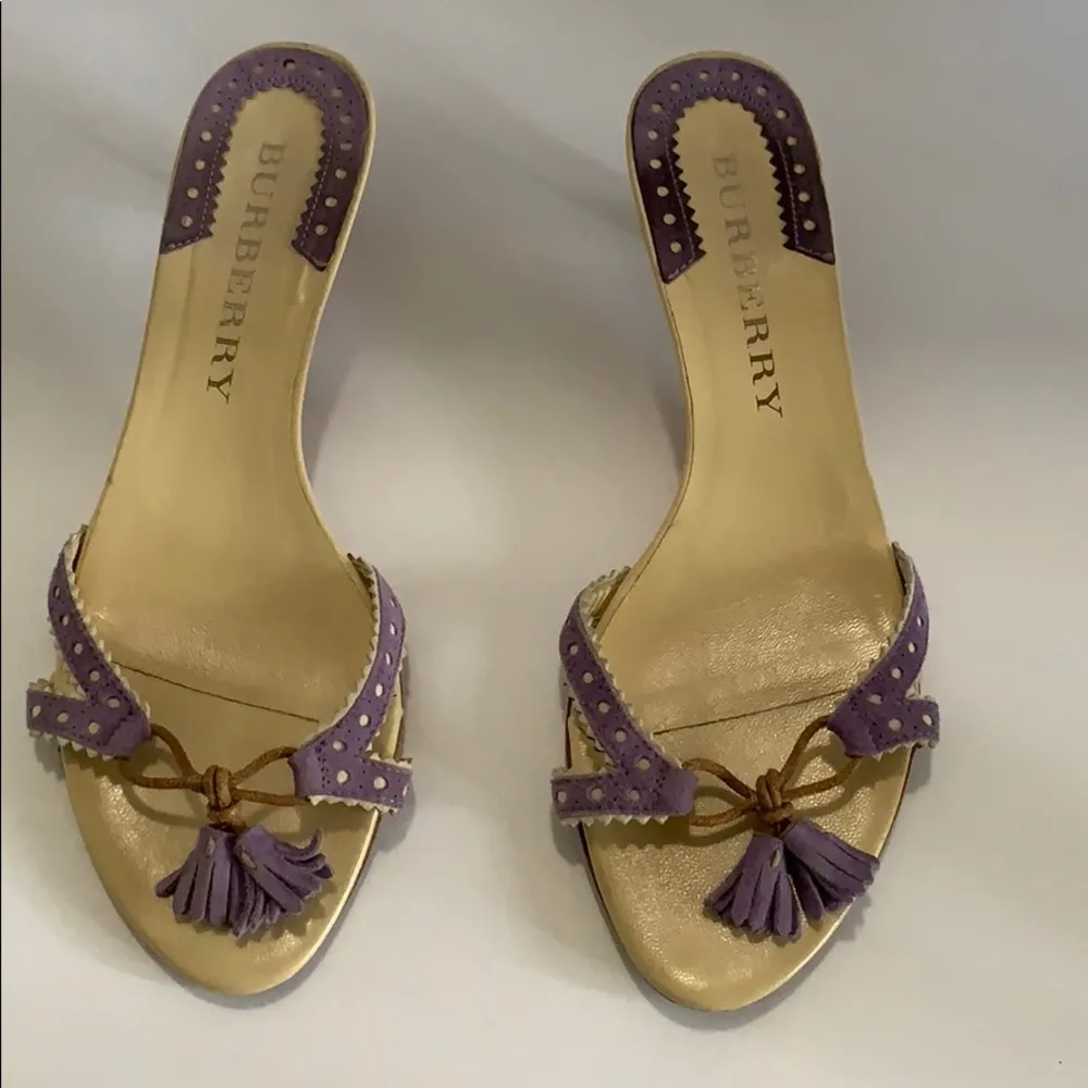 Burberry purple tassel sandals shoes 36.5 6.5 Italy RARE HTF DESIGNER - Image 2