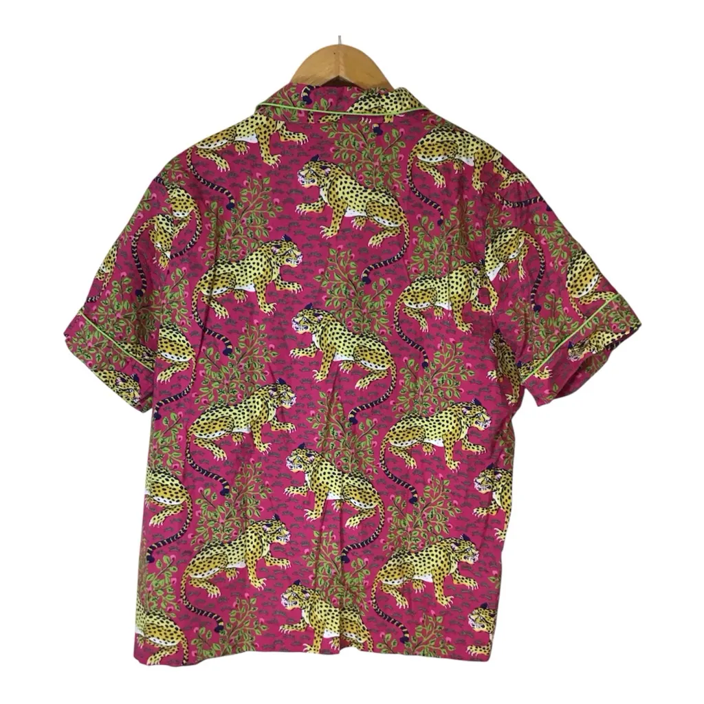 Printfresh Bagheera Pajama Top Pink Leopard Wildest Dreams Cotton L Short Sleeve Size L - Image 2