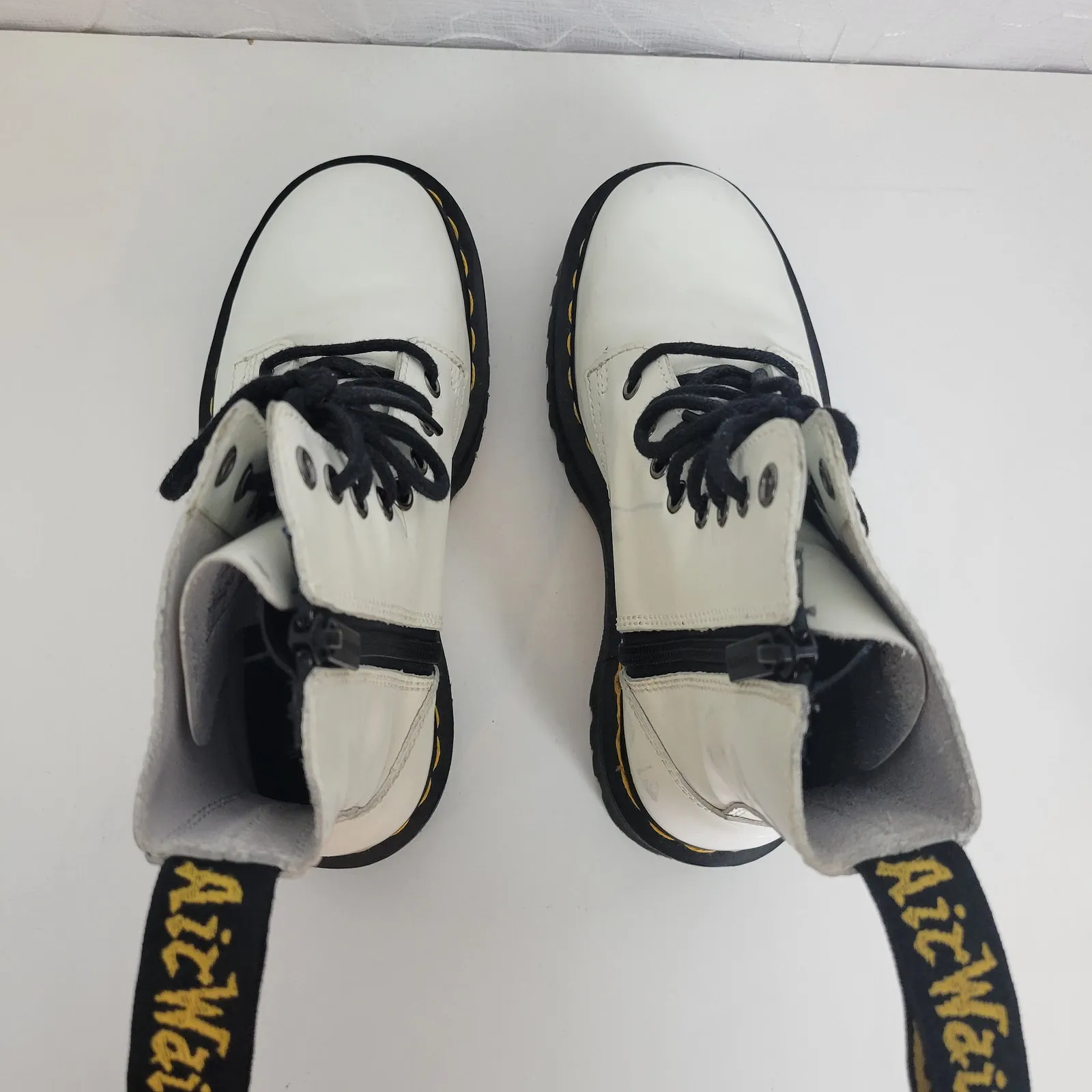 Doc Martens Womens Shoes Size 6 White Round Toe High Platform Side Zip‎ Boots - Image 3