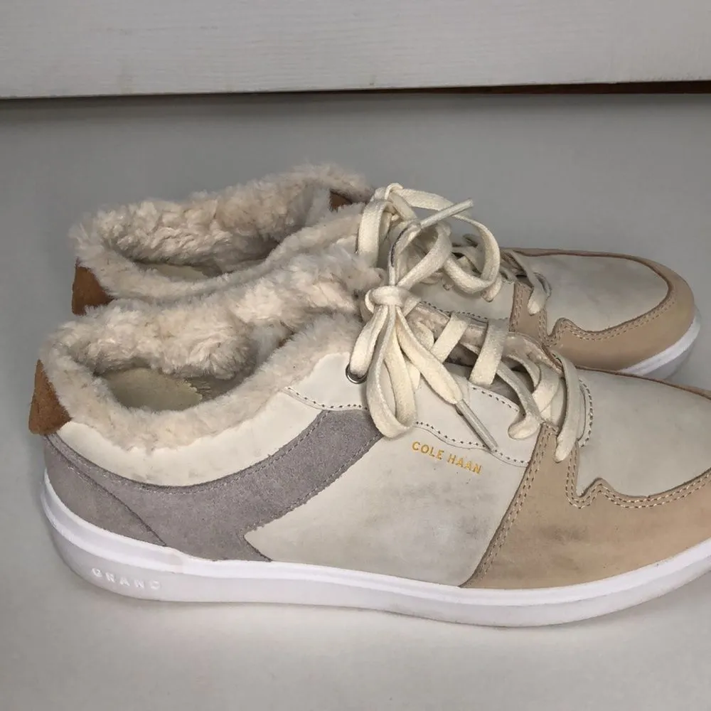 Cole Haan grand women's size 7.5 W27400 tan brown‎ grey with faux fur lining - Image 7