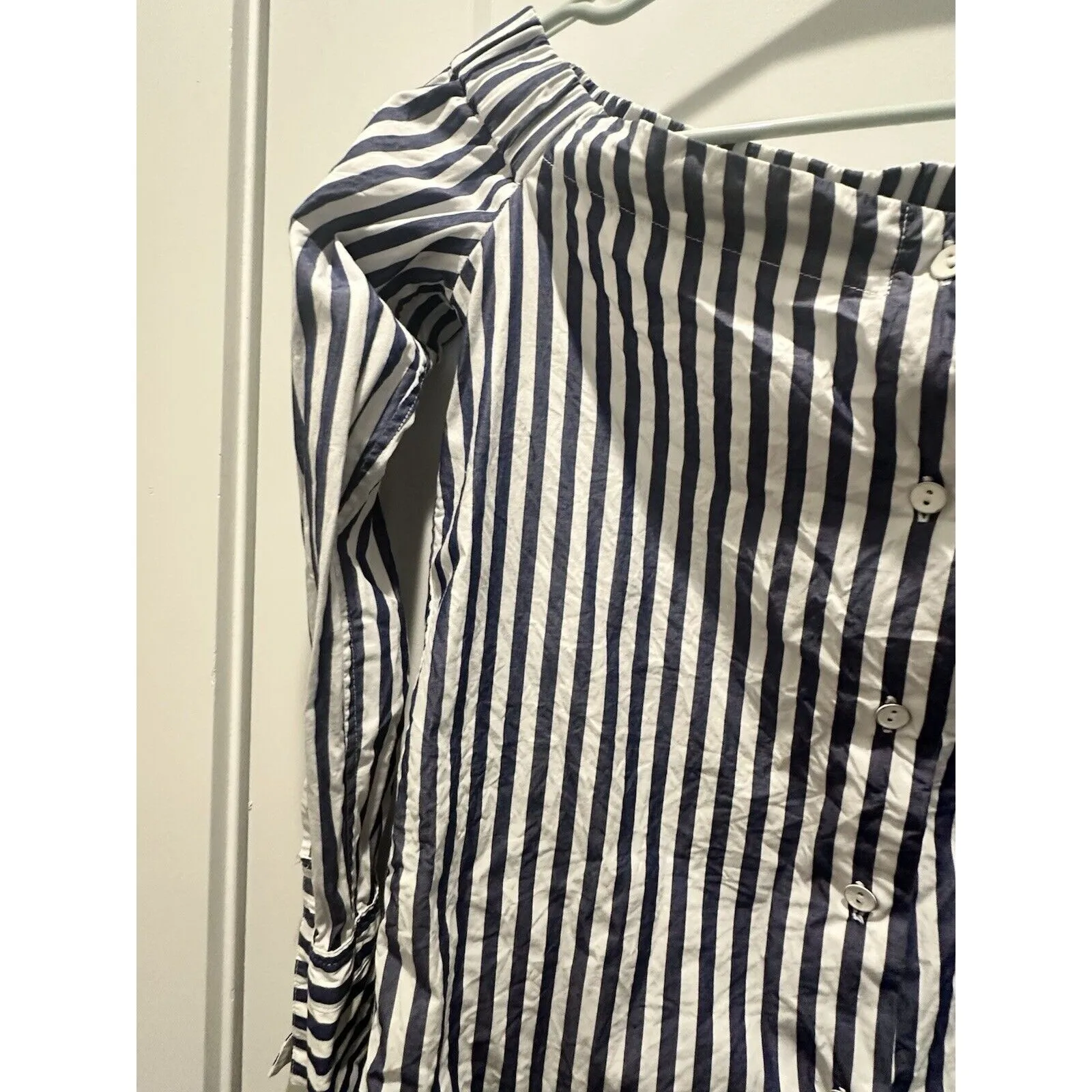 Women’s RAG & BONE | off the shoulder  striped Cotton Blue White  top XS USA - Image 3