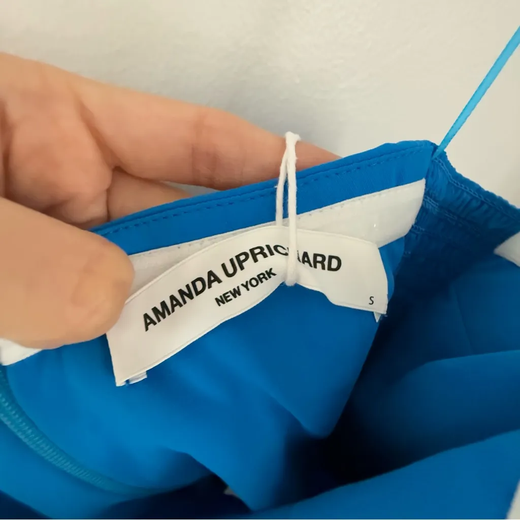 Amanda Uprichard Small NEW Dream Mini Dress Blue Single Strap Slit Cut Evening - Image 3