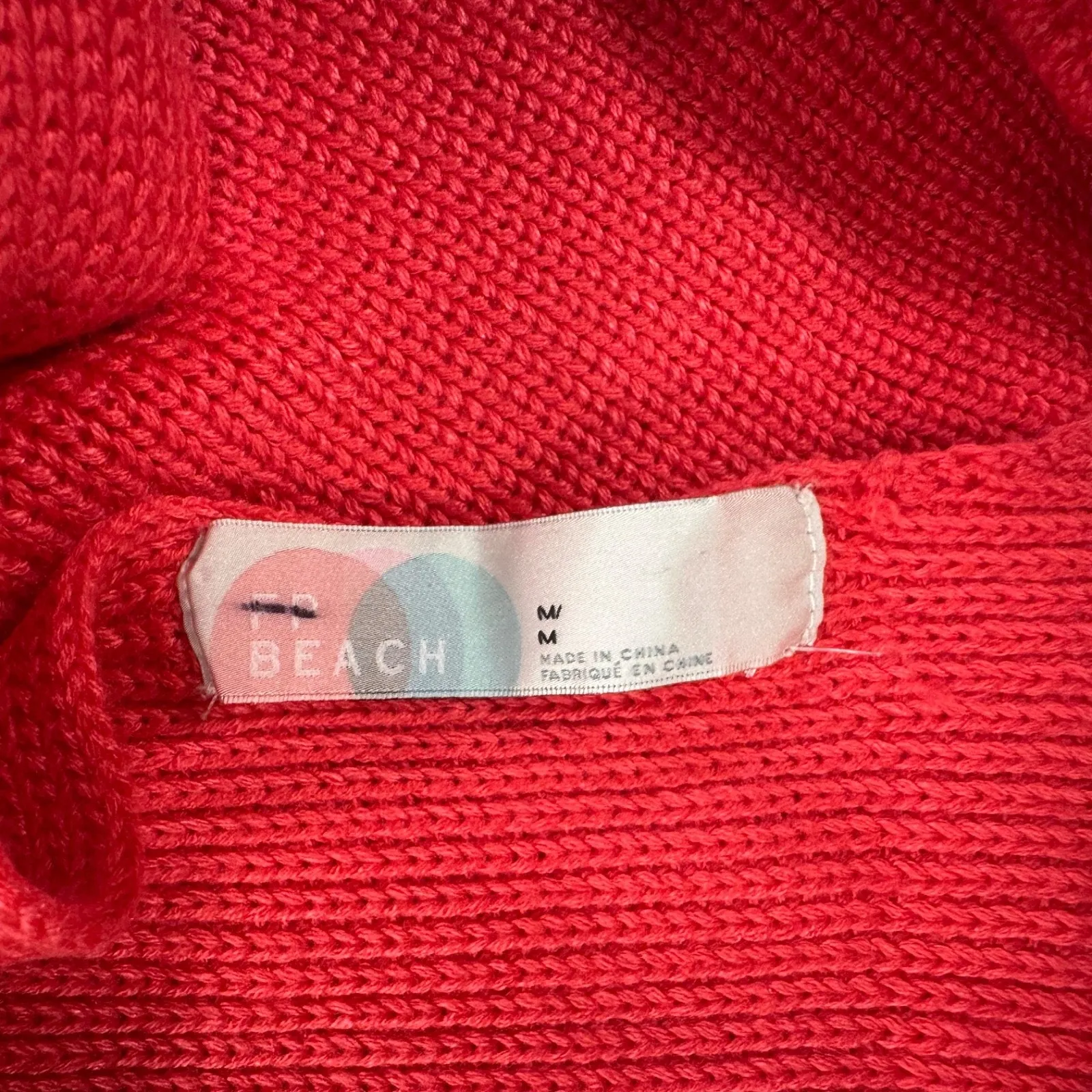 Free People Beach Open Back Knit Halter Top Women's Medium Coral Pink Tie Bow - Image 7