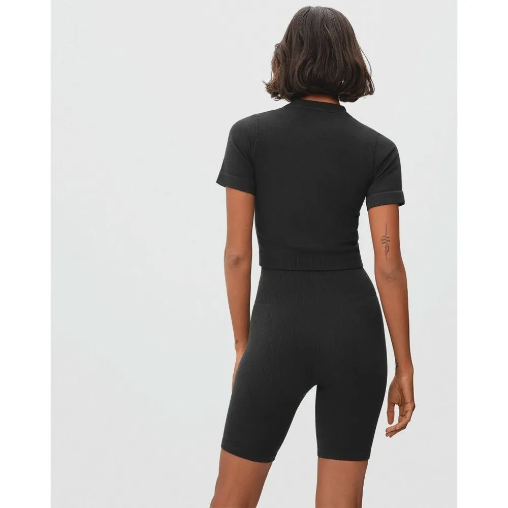 Everlane The Seamless Bike Short Athletic Ribbed Stretch Black XS/S - Image 2