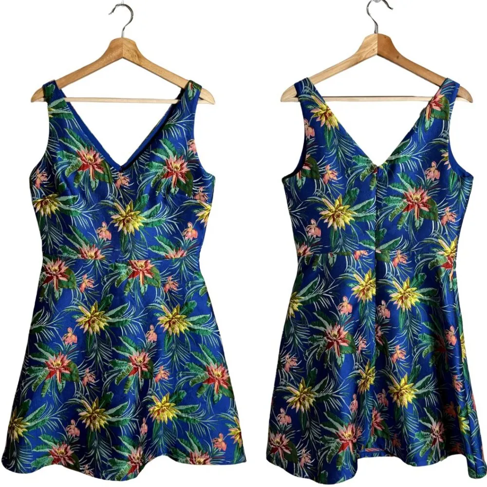 CeCe Havana Fiesta Jacquard Tropical Floral Print Mini Dress Womens 8 Sleeveless - Image 3