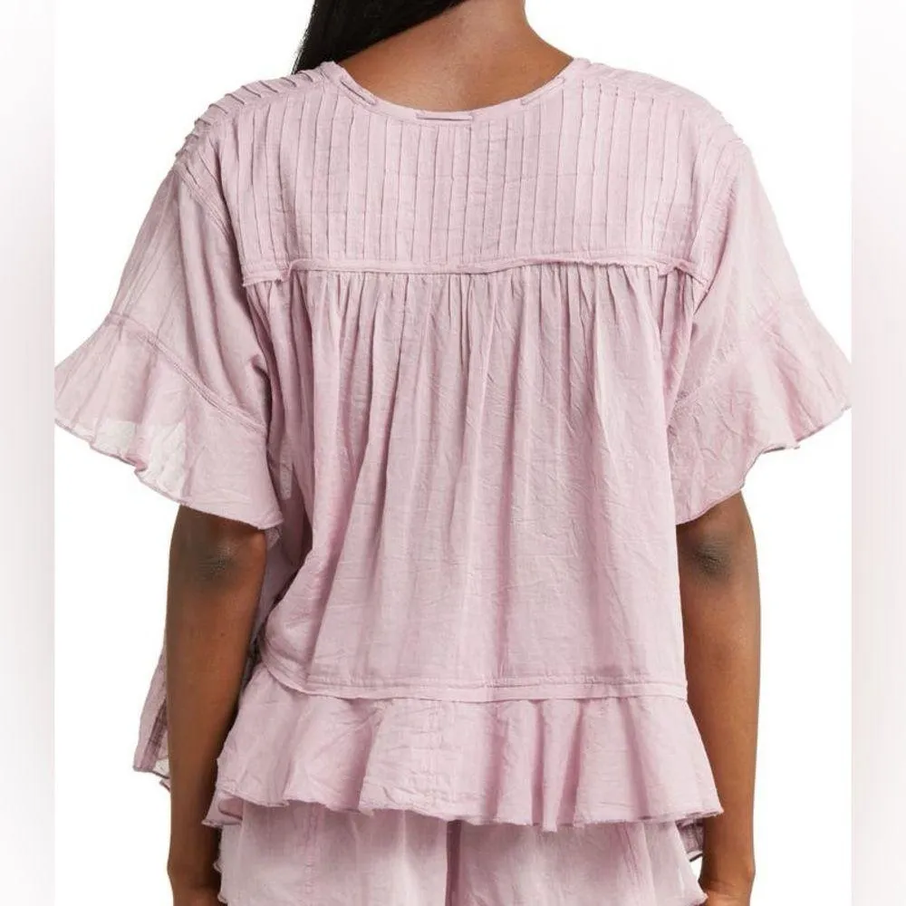 New Free People Daydreamer Ruffle Semisheer Cotton Pajama top XS - Image 2