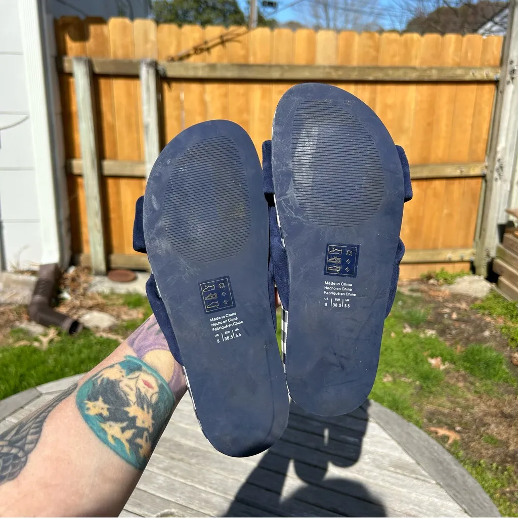 Draper James Stella navy Sandals‎ size 8 checkered spring cottagecore summer - Image 8