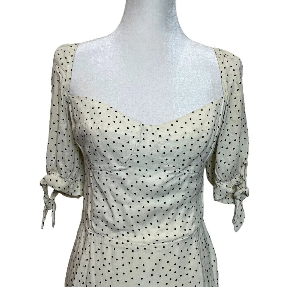 Reformation Quin in Pepper Polka Dot Mini A Line Smocked Dress Women’s Size 12 - Image 14