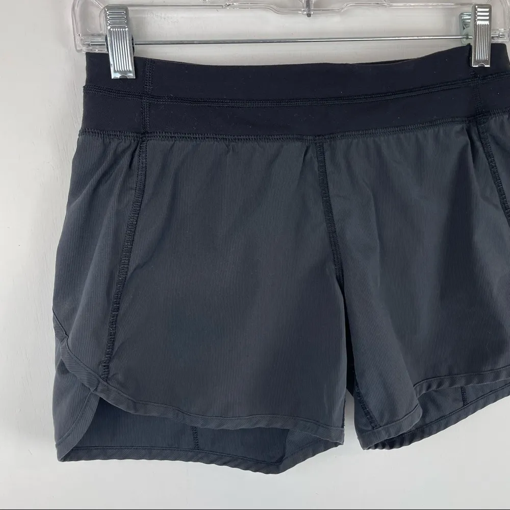 Lululemon Ivivva Relay Racer Athletic Shorts Sz 14 girls 4 womens Black Grey - Image 6