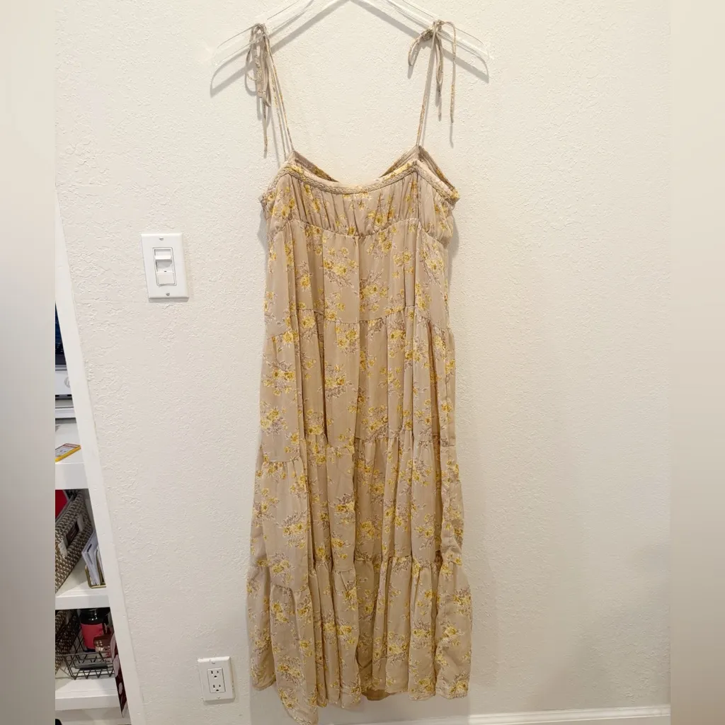 VICI‎ Floral Shirred Tie Shoulder Midi Dress size Large - Image 4